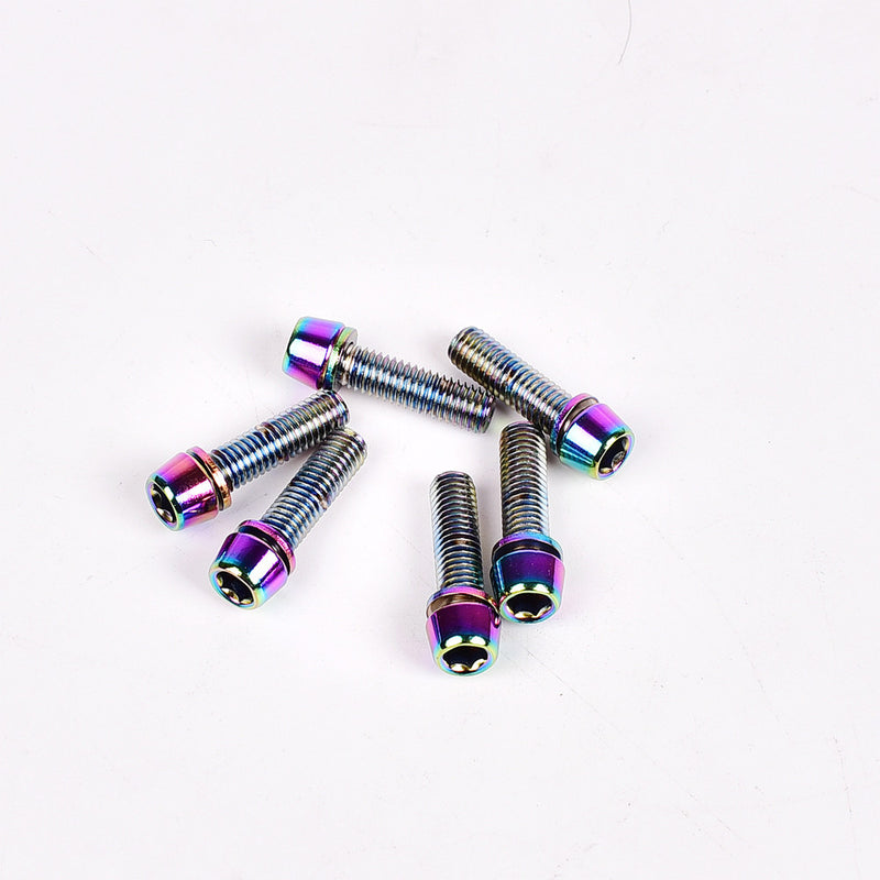 6Pcs/Box Mountain Bike Bicycle Handlebar Alloy Screw Titanium Plated Screw M5/M6*18MM