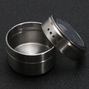 12Pcs Stainless Steel Magnetic Spice Tin Kitchen Storage Container Jars Clear Lid
