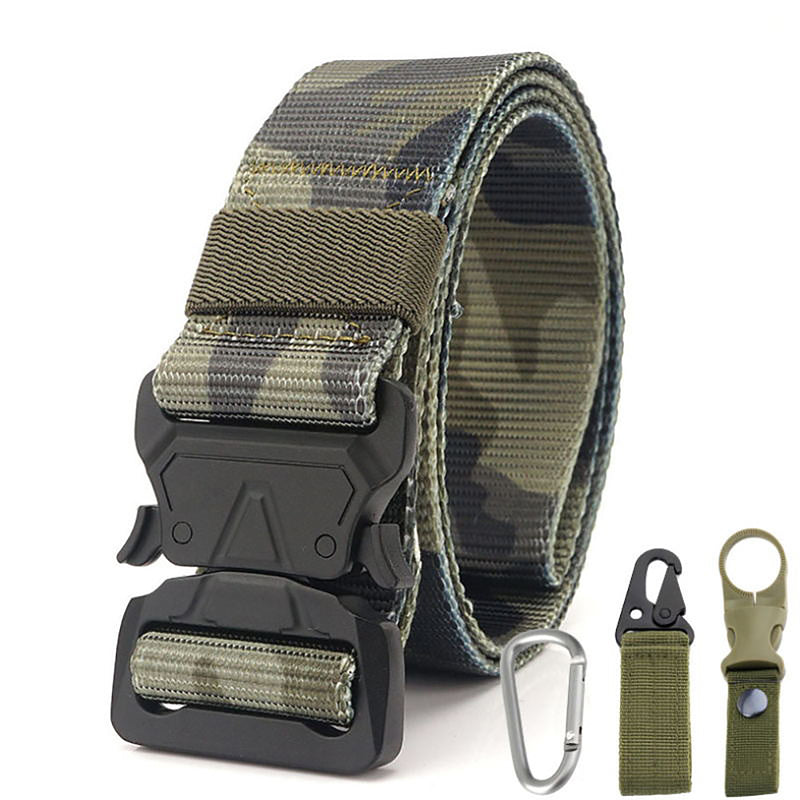 Xmund XD-TB3 125cm Men's 1000D Nylon Belt Metal Buckle Quick Release Tactical Belts With Carabiner Eagle Mouth Buckle Beverage Hanging Belt
