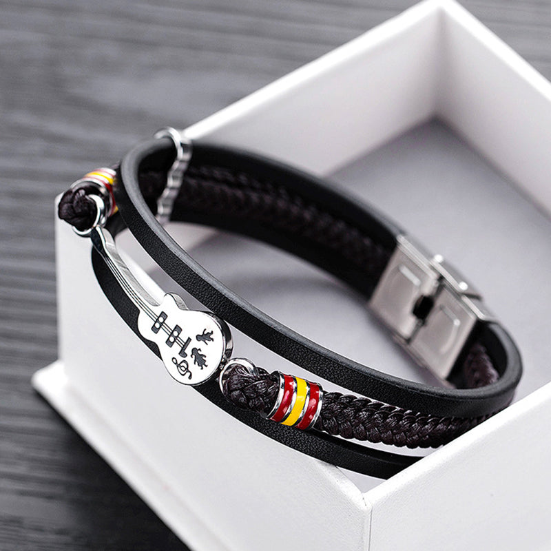 Punk Men's Leather Multi-layer Woven Leather Rope Bracelet
