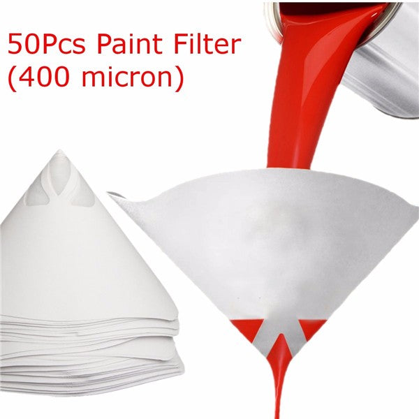50pcs 9.5x16cm Paper Paint Strainer Funnel Nylon Filter Conical Mesh White