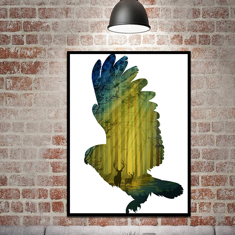 Miico Hand Painted Oil Paintings Simple Style-C Flying Owl Wall Art For Home Decoration Painting