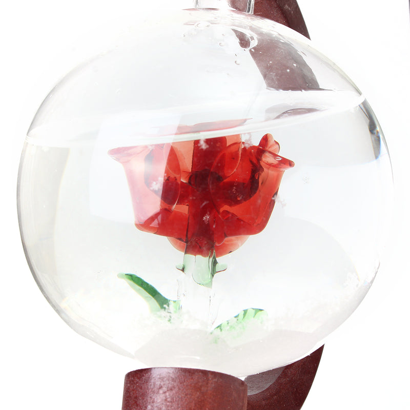 Weather Forecast Rose Crystal Globe Wooden Base Storm Glass Home Decorations Gift