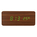 USB Sound Control Wooden Qi Wireless Phone Charger Dock Digital LED Alarm Clock