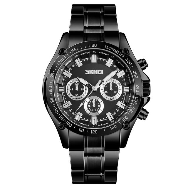 SKMEI 1366 Business Stainless Steel Waterproof Analog Quartz Watch Men Wristwatch