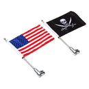 Motorcycle Rear Flag Pole Bike Luggage Rack Mount American Skull USA For Honda