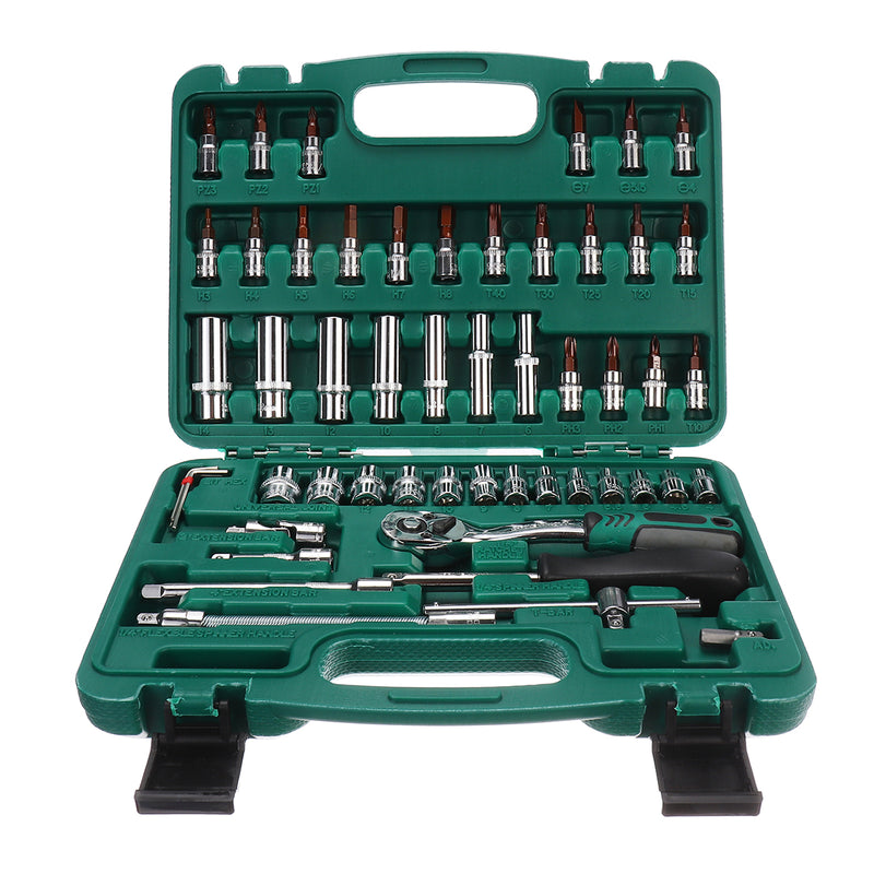 1/4 Inch Socket Ratchet Wrench Screwdriver Hand Tool Set Household Car AUTO Repair Tool Kit with Plastic Toolbox Storage Case