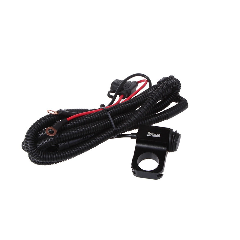 BOSMAA MK2W 12V Motorcycle Led Light Switch Wire Harness ATV Handlebar Fog Spotlight On Off Switch