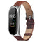 Metal Case Weave Texture Leather Watch Band Watch Strap Replacement for Xiaomi Miband 4