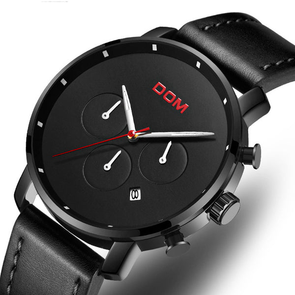 DOM M-1216BL-1M Fashion Men Watch Waterproof Chronograph Luminous Date Display Quartz Watch