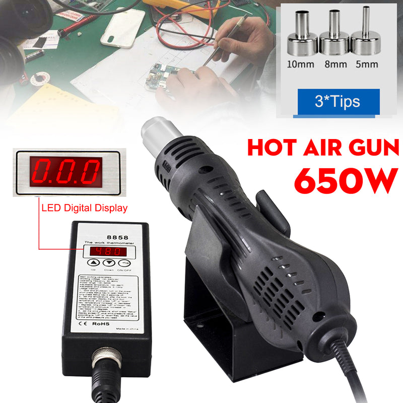 650W LED Display Portable Handheld Mobile Phone Repair Hot Air G un Desoldering Station Adjustable Temperature Hot Air Blower