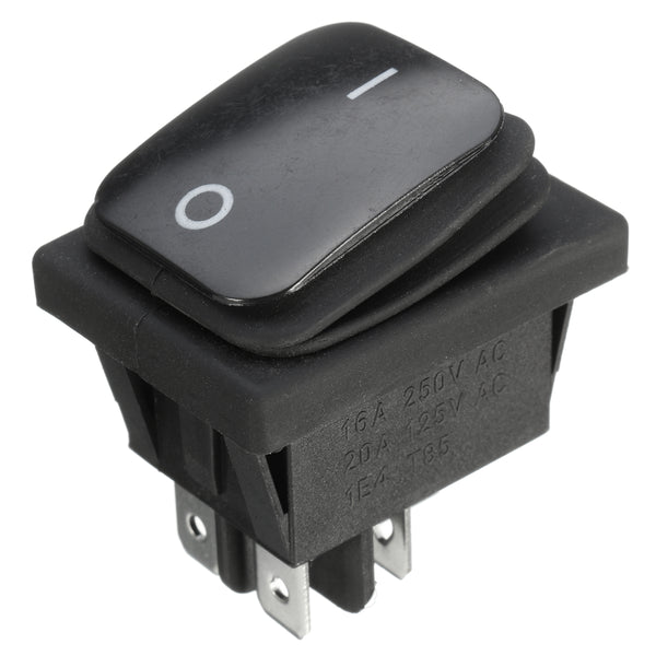 Black Waterproof 4Pin 2Position Circuits DPST ON-OFF Rocker Switch 16A 250V AC