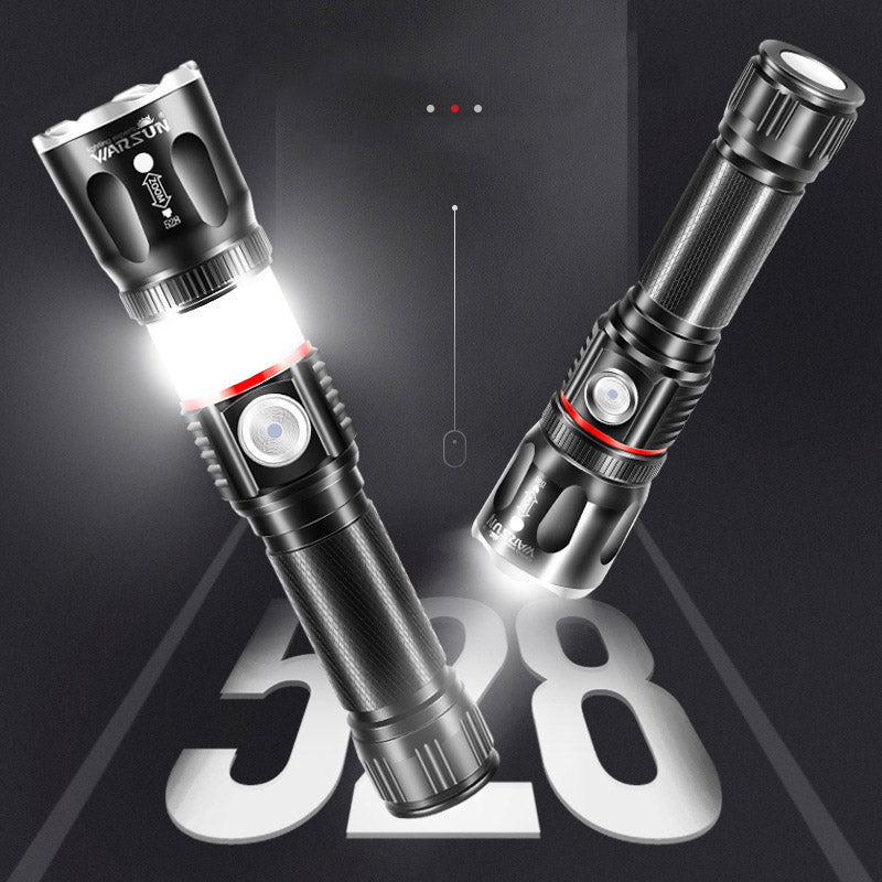 Warsun 528 T6 +COB 4 Modes Zoomable USB Rechargeable Flashlight Outdoor Waterproof LED Flashlight