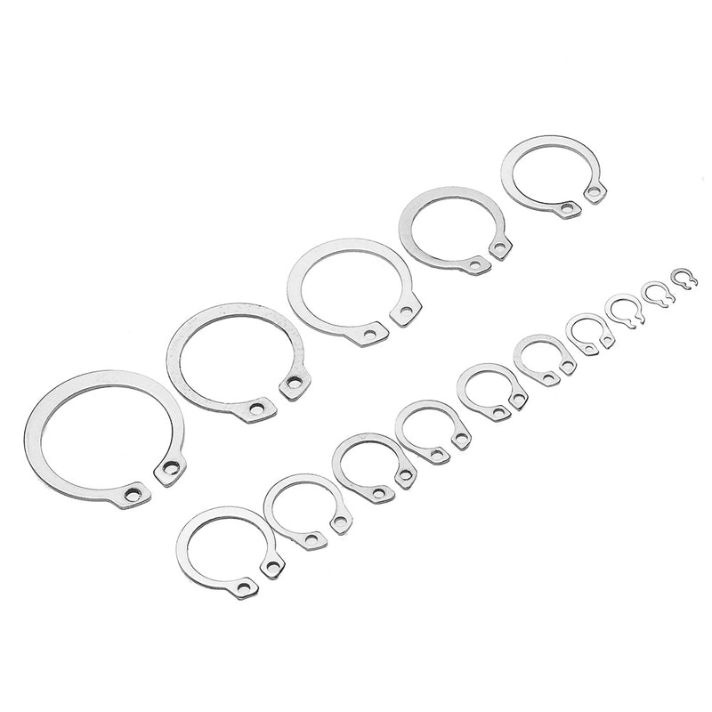 Suleve MXSW5 225Pcs Stainless Steel C Clip 3-25mm Snap Ring Washer External Retaining Circlip Kit