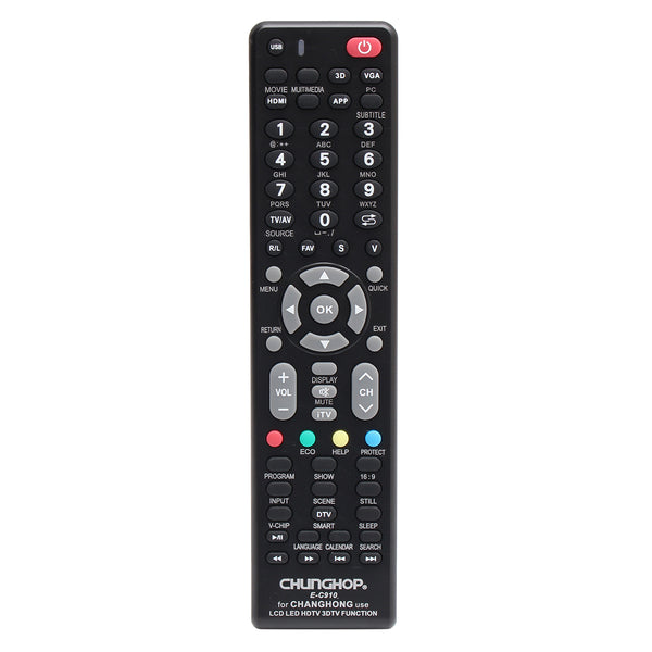 Chunghop E-C910 Universal Replacement Remote Control for Changhong TV HDTV 3D TV