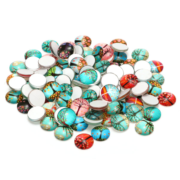 100Pcs Round Mixed Glass Patch Crafted Handcrafted Tiles for DIY Jewelry Making Decorations