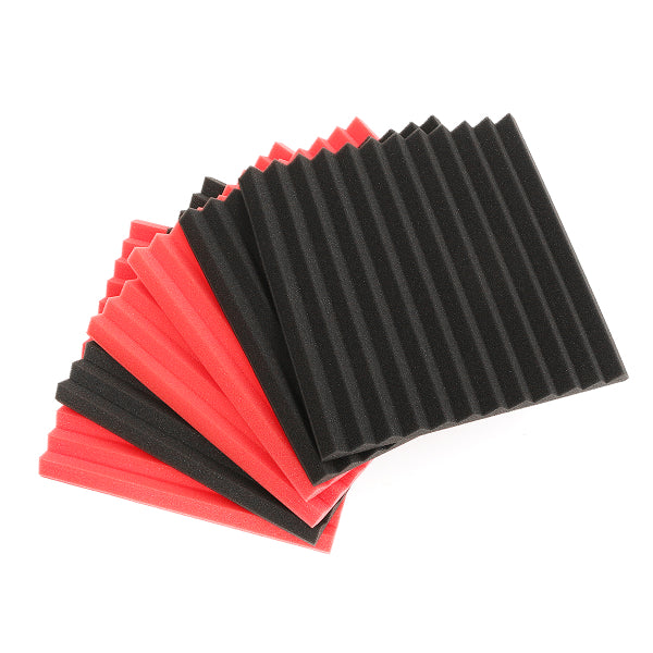 6Pcs 30x30x2.5cm Acoustic Soundproofing Sound-Absorbing Noise Foam Tiles Black & Red