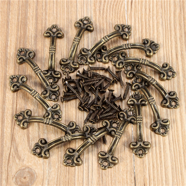 20pcs 4.8x1.5cm Cabinet Handles Knobs Bronze Charm Connectors With Screws