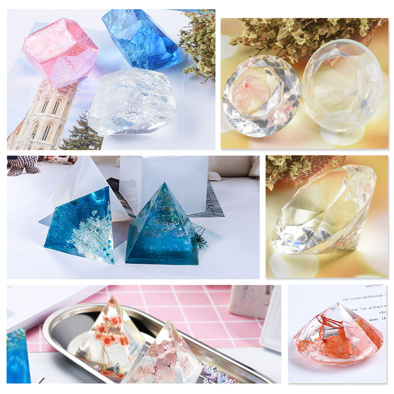 33Pcs/Set Resin Mould Resin Silicone Casting Molds Epoxy w/ 2 Pack Measuring Cups & Wood Sticks Flash Powder