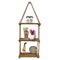 1/2/3Tier Wooden Wall Mounted Rope Floating Storage Shelf Kitchen Rack Hanging Shelves Holder