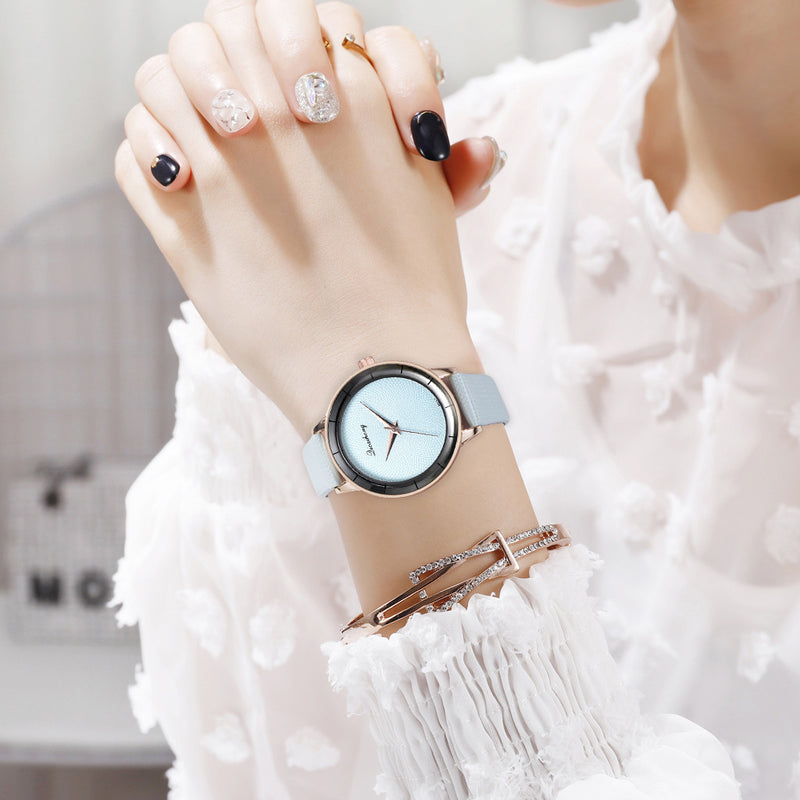 DEFFRUN XR3338 Simple Design Dial Leather Strap Casual Style Women Watch Quartz Watch