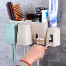 Auto Automatic Toothpaste Dispenser 8 Toothbrush Holder Cup Wall Mount Stand