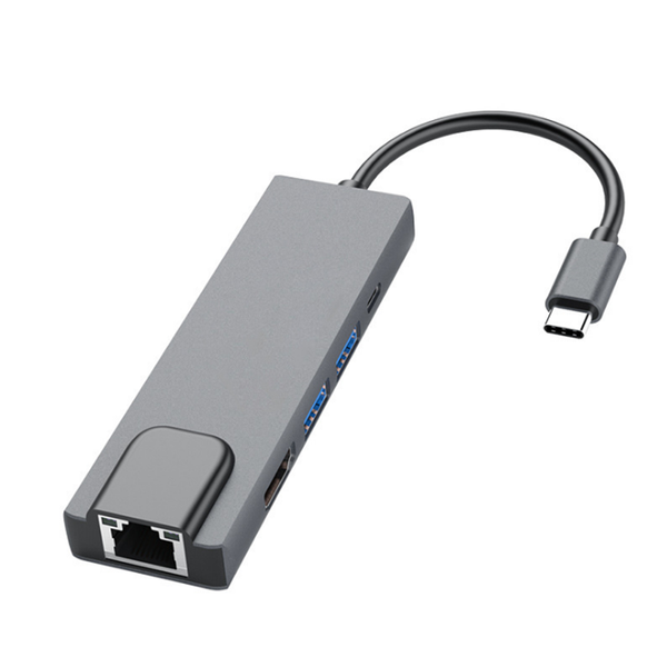 HOWEI HW-TC21 Type-C to HD 5 in 1 USB Hub 5Gbps USB3.0 USB-C PD Charging HD 4K Display with 1000Mbps Network Port Extender Extension Connector