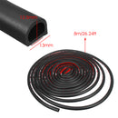 8M Large D Shape Sealing Strip Car Door Window Trim Edge Moulding Rubber Black