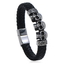 Vintage Men's Stainless Steel Taro Leather Faux Leather Bracelet