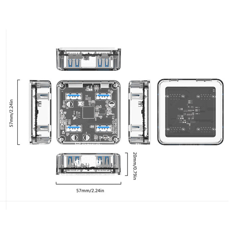 USB 3.0 5Gbps USB Hub 4 Ports High Speed USB Splitter with Power Charging Interface