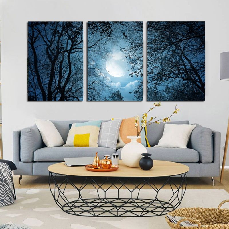 Miico Hand Painted Three Combination Decorative Paintings Dark Clouds Wall Art For Home Decoration
