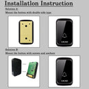 CACAZI A60 Waterproof Wireless Music Doorbell LED Light Battery 300M Remote Home Cordless Call Bell  58 Chime 1 Button 2 Receiver