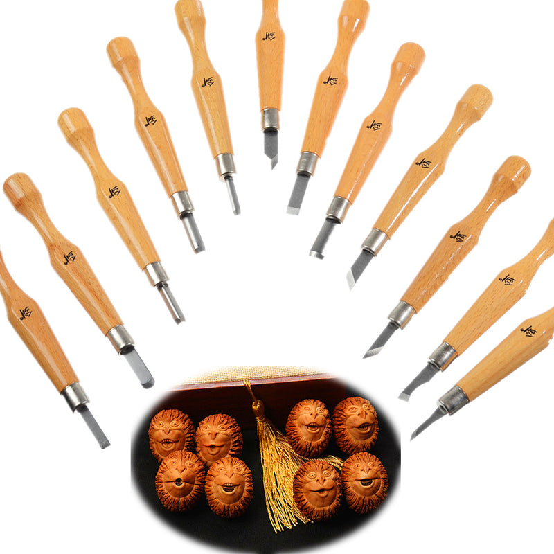 12Pcs Professional Wood Carving Chisel Tools Set Woodwork Sharpening Carpenter