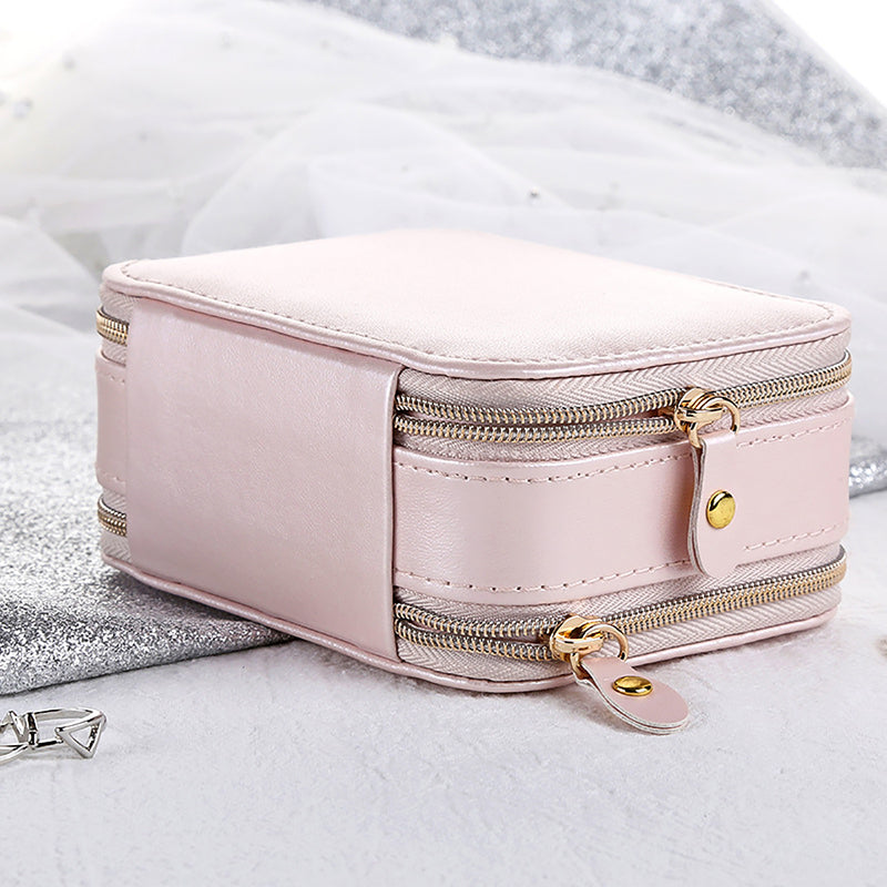 Travel Jewelry Box Storage Bag Earring Ring Portable Organizer PU Box Case with Mirror