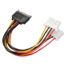 SATA 15 Pin to Dual 4 Pin Power Adaptor SATA Y Splitter Cable Power Supply Cable