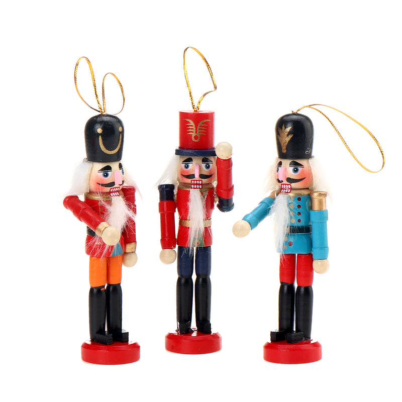 6pcs 12cm Wooden Nutcracker Doll Soldier Christmas Ornaments Xmas Gifts Decorations