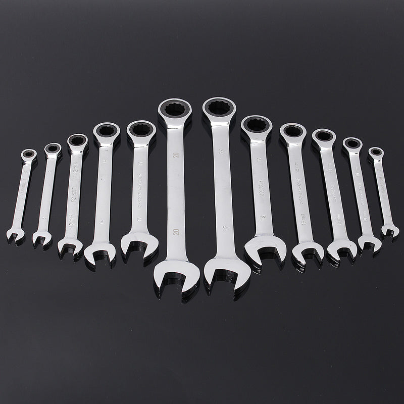72 Teeth Chrome Vanadium Steel Fixed Head Ratchet Spanner Wrench Open End Ring Tool