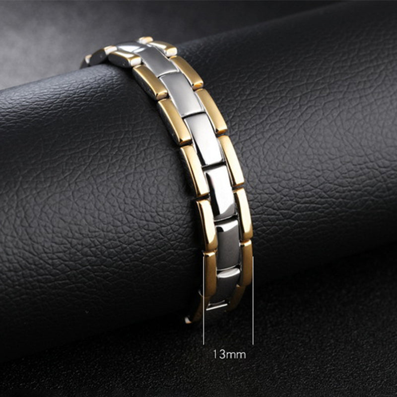 Classic Glossy Gold Business Health Titanium Steel Male Bracelet