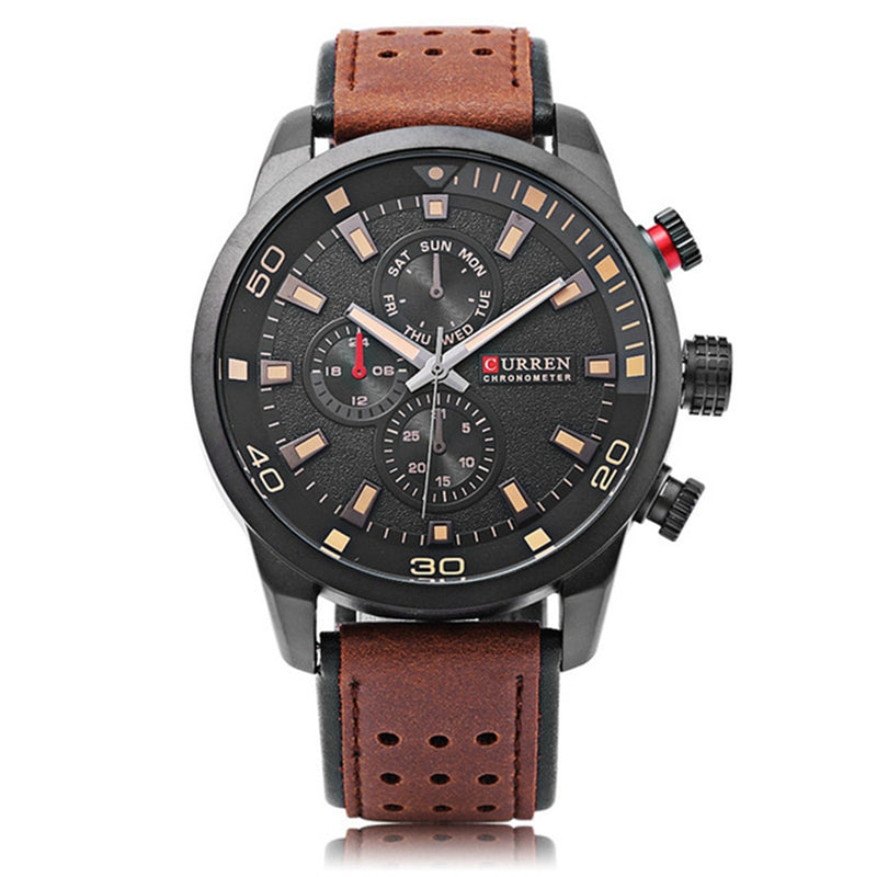 CURREN 8250 Luxury Leather Watch Band Fashion Casual Men Quartz Wrist Watch