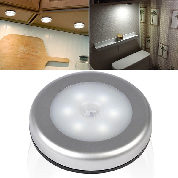 Wireless Ultra-Thin 6 LED PIR Motion Sensor LED Wall Night Light Battery Power for Wardrobe Cabinet