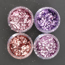 Pink Purple Mixed Glitter Powder 1mm Sequins Shining Dust Nail Art Decoration Eye Shadow 10ml