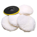 5pcs 7 Inch Polished Soft Wool Bonnet with Attachment Wheel Pad Polishing Tool