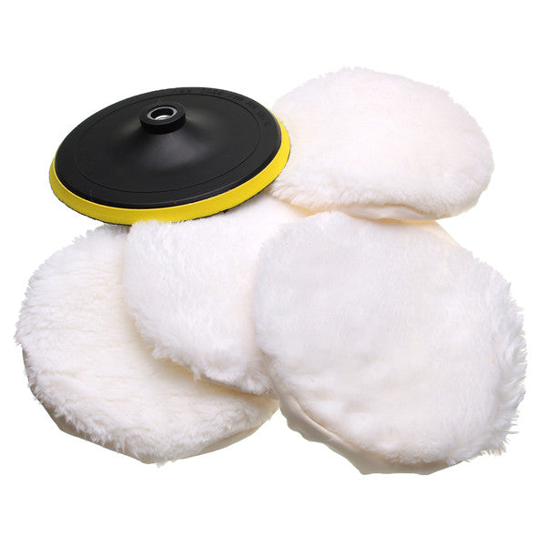 5pcs 7 Inch Polished Soft Wool Bonnet with Attachment Wheel Pad Polishing Tool