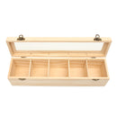 5 Compartments Plain Wooden Tea Box Bag Caddy Storage Display Container With Glass Lid
