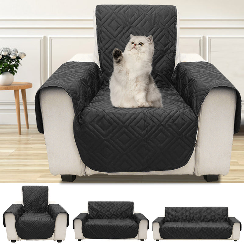 Black Microfiber Pet Dog Kids Couch Sofa Furniture Protector Cover Strap Waterproof Chair Covers