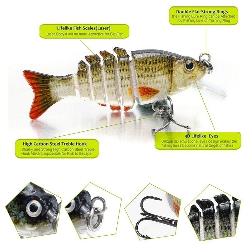 ZANLURE 4Piece /Box 2"/0.1oz Multi Jointed Fishing Lure Hard Baits Lifelike 6 Segments Swimbait Crankbaits