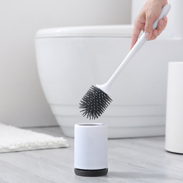 Wall Mounted /Floor Stand 360 TPR Soft Bristle Silicone Toilet Cleaning Brushes with Holder