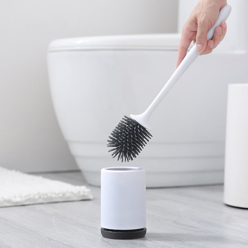 Wall Mounted /Floor Stand 360 TPR Soft Bristle Silicone Toilet Cleaning Brushes with Holder