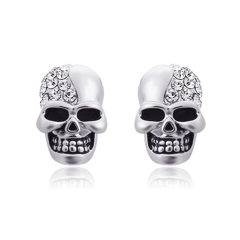 Punk Skull Head Ear Stud Rhinestone Earrings Wholesale for Men Women