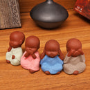 4Pcs Tea Pet Ceramics Statue Monk Figurine Chinese Crafts Ornament Decorations
